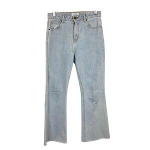 Desu 28 6 Light Wash Cropped Kick Bootcut Denim Jeans Light Distressed Wash